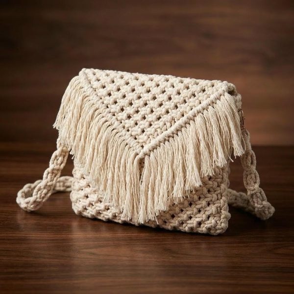 Handcrafted Macramé Crossbody Purse Boho Fringe Edition Sustainable Fashion Joyonti